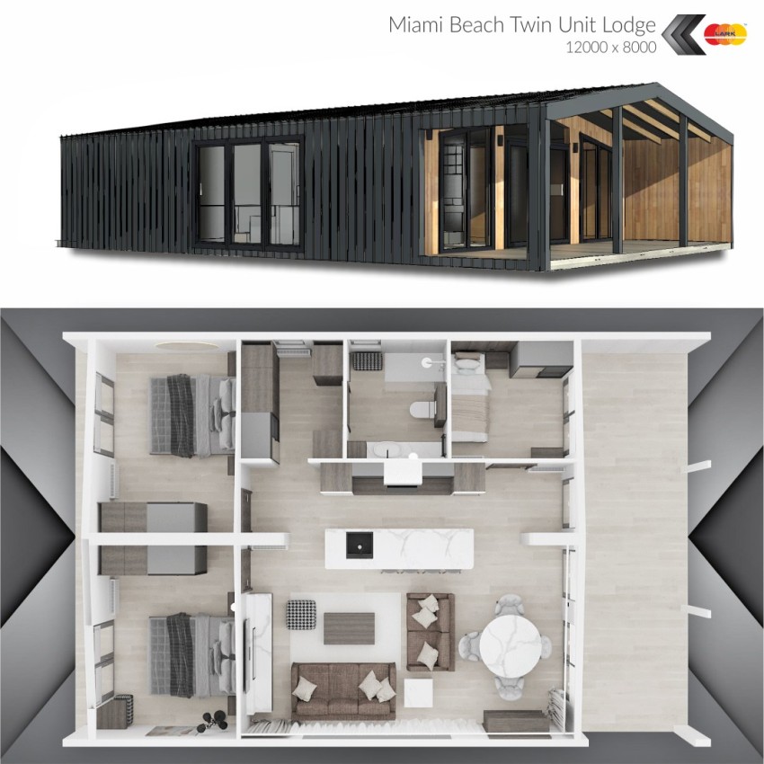 Miami Beach Twin Unit Lodge (12 x 8m)